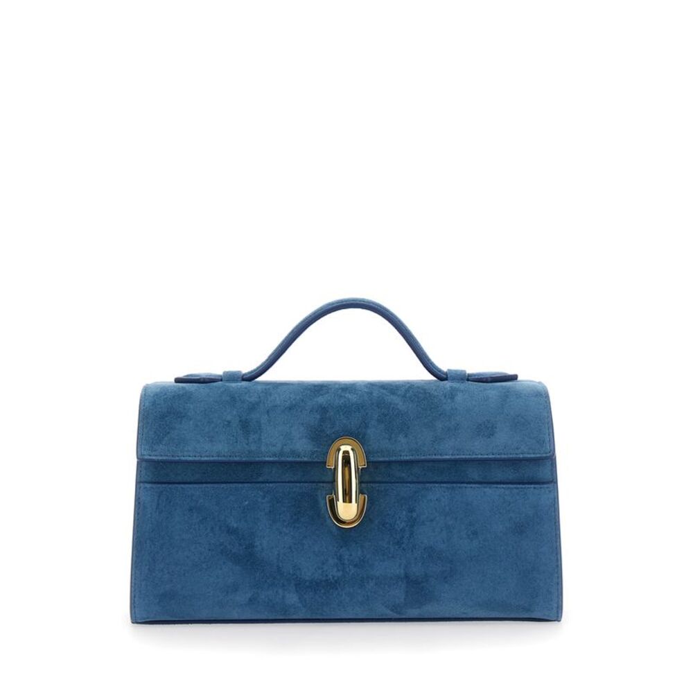 Savette Women 'Simmetry' Blue Handbag With Top Handle In Suede For Women